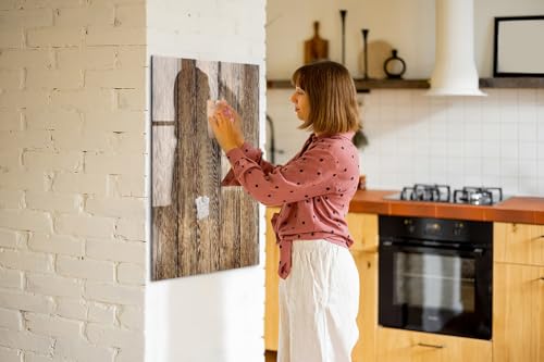 Pizarra Magnética de Vidrio Templado 70x100 con textura de madera para organización 2