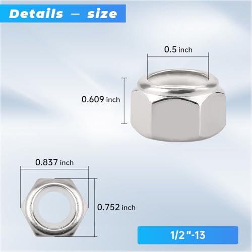 Écrou hexagonal autobloquant 1/2"-13 Glvaner pour stopper les vibrations - 3