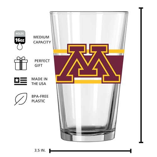 Image of Logo Brands NCAA 16 oz Pint Glass - Durable Glass With Bold Team Color- Chip-Resistant Rim Drinkware For Fans, Tailgates, Home Bars & Everyday Use