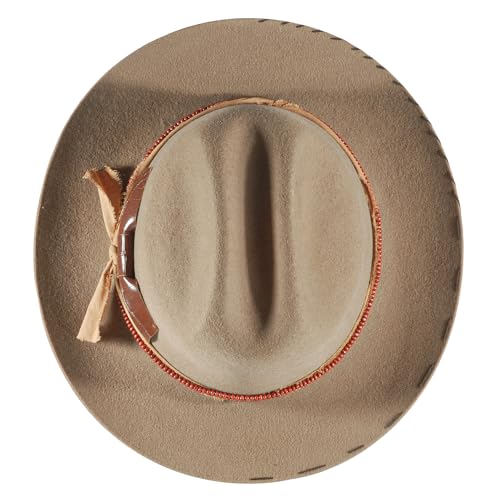 Image of Open Road Hat Fedora Hat Pure Wool Felt Hat Vintage Rancher Hat Airway Vented Panama Hats for Men Women