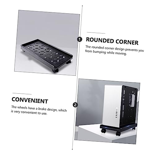 Soporte móvil para CPU con ruedas giratorias, diseño ventilado, fácil de mover y ahorrador de espacio debajo del escritorio miniatura 4