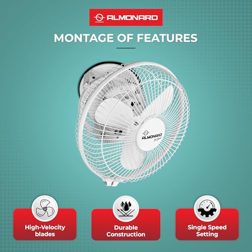 Image of Almonard 225mm High Speed Cabin Fan, High Velocity Blades, Single Speed Setting, Cabin Fan for Office, Retail Kiosks, Available in White