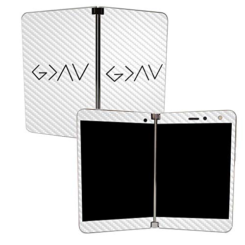 Image of MightySkins Carbon Fiber Skin for Microsoft Surface Duo - God is Greater | Protective, Durable Textured Carbon Fiber Finish | Easy to Apply | Made in The USA