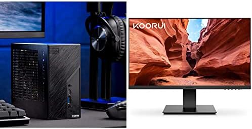 Skytech Mini PC X1 Gaming PC Desktop – AMD Ryzen 5 5600G 3.9 GHz & KOORUI 24 Inch Computer Monitor Full HD 1920 x 1080p VA Display 75Hz 3000:1 Contrast Ratio