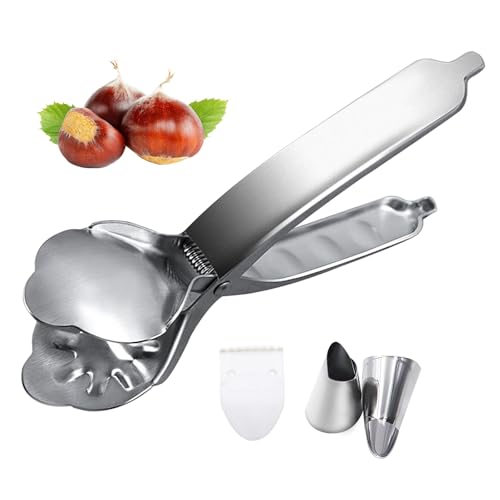 CATELL Abridor Castañas de Acero, Cortador de Castañas Pinzas para Castañas Cascanueces Acero Inoxidable Chestnut Cutter Opener para Castañas Avellanas Nueces y Otros Frutos Secos