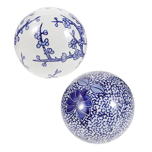 BESPORTBLE 2 Pièces Boule Flottante en Céramique Orbes De Porcelaine Boules De Remplissage De Vase Boules De Pièce Maîtresse Bleues Et Blanches Orbes De Remplissage De Vase