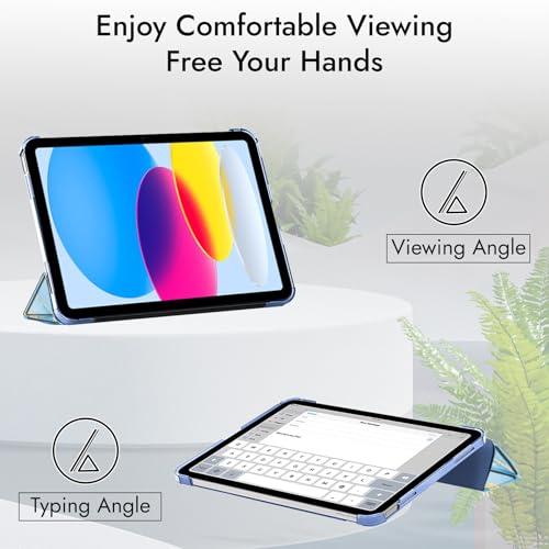 Image of Robustrion Cover for iPad 11th (A16) / 10th Generation Cover Case (2022 /2025), Trifold Flip Case Cover for iPad 11th Generation 11 inch / 10th Gen 10.9 inch [Auto Sleep Wake Suppport] - Marble Blue