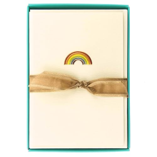 Image of Graphique Rainbow La Petite Presse Boxed Notecards - 10 Embellished Gold Foil Rainbow Blank Cards with Matching Envelopes and Storage Box, 3.25 inch x 4.75 inch (L1332CB)