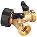 Sanpaint Garden Hose Splitter 2 Way Heavy Duty, Y Connector Brass Garden Hose Adapter, Hose Bib Splitter with 2 Extra Rubber Washers