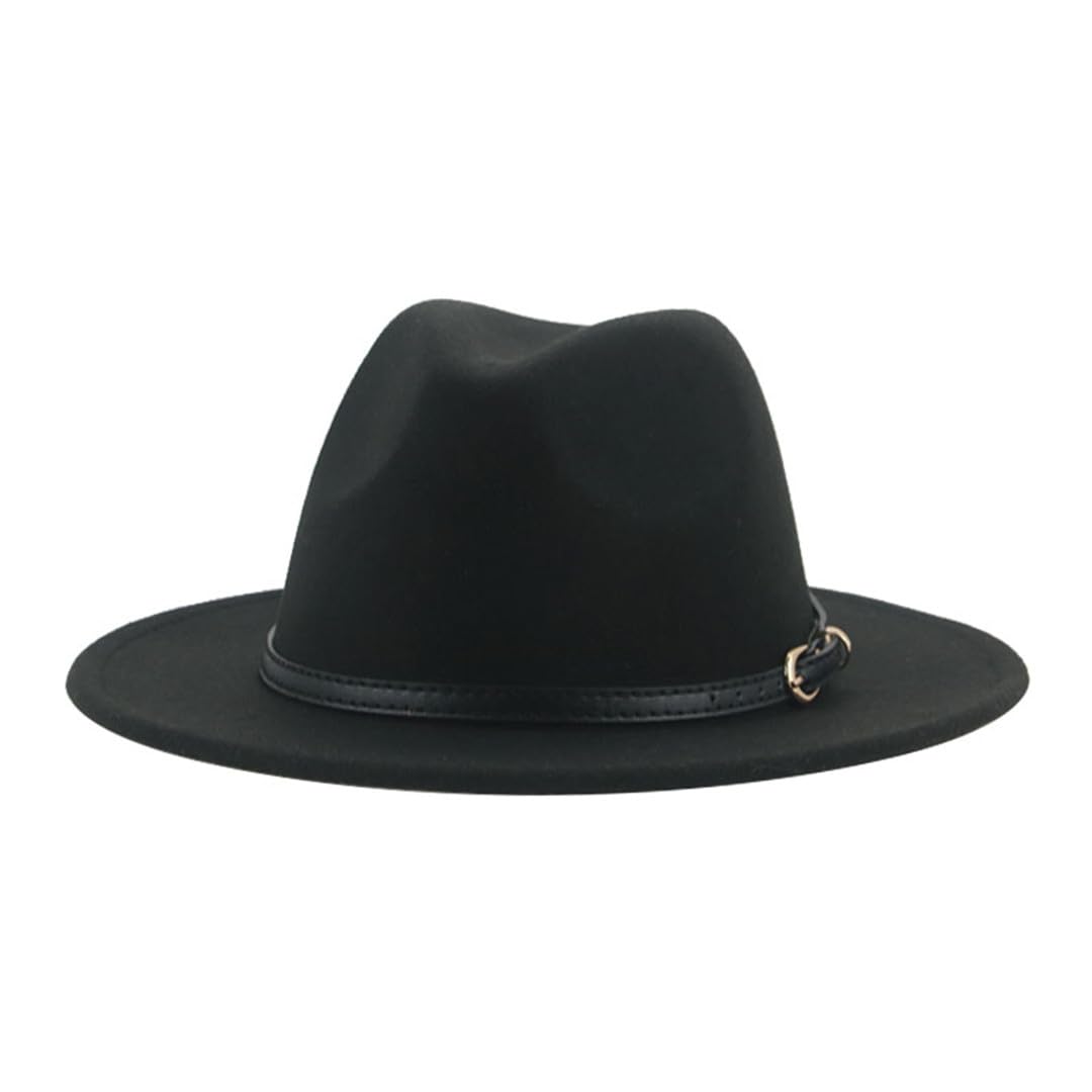 Hats For Women Men Winter Fedoras Solid Belt Band Dress Wedding Church Panama Felt Hat Fedoras Wide Brim Hat