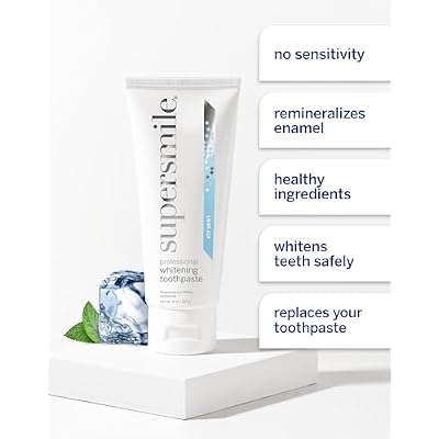 Supersmile Icy Mint Fluoride-Free Whitening Toothpaste for Visibly Brighter Teeth Whitens Up to 6 Shades, 8 oz