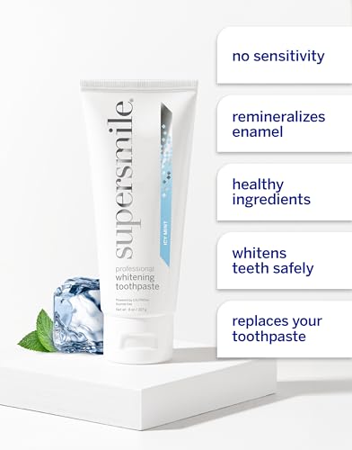 Image of Supersmile ICY Mint Whitening Toothpaste, Fluoride-Free, 8 Oz | Calprox Powered, Whitens 5.5 Shades in 7 Days, Frosty Peppermint Menthol Crystals, Veneer Safe, Sensitivity-Free