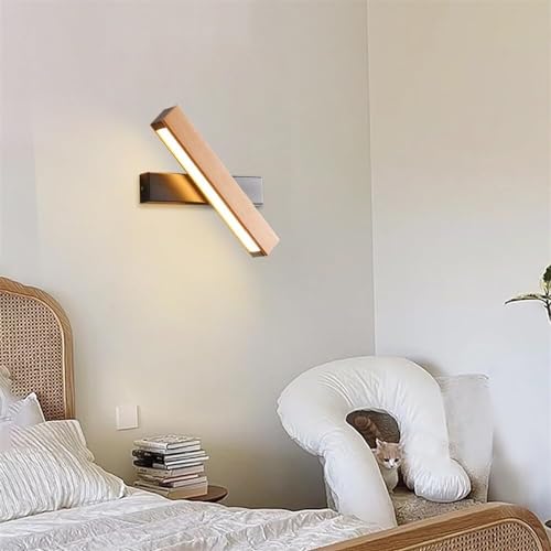 Aplique de pared LED de madera giratorio 360 con cable para sala 7