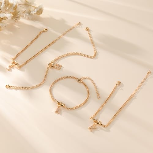 GWH Gold Initial Bracelets for Women Jewelry Gifts - Dainty 14K Gold Plated Zircon Letter Knot Bracelet Alphabet Monogram Initial A Bracelets Birthday Gifts for Women - image 7