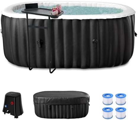 DoCred Inflatable Hot Tub for 1-2 Person, 75″ X 47″ X 25″ Oval PVC Spa