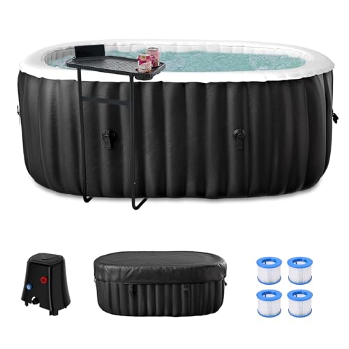 Inflatable Hot Tub for 1-2 Person, 75 X 47 X 25 Oval Portable PVC Spa