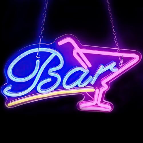 Fivtsme Cocktails Cartel de Neón, Cartel Luminoso LED Bar, Letrero de Neon Bar, Letrero de Luz de Neón LED, Carteles LED Neon, Luz de Decoración con Forma de Letrero de Neón LED para Bares, Discotecas