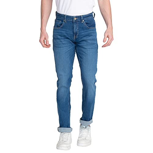 Image of Spykar Men's Mid Rise Solid Regular Fit Jeans