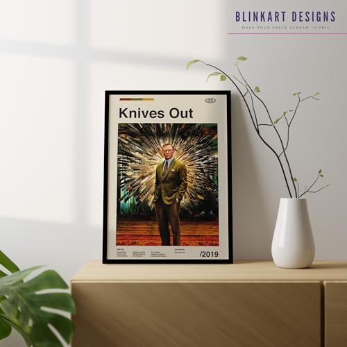 Image of BLINKART Knives Out Movie Poster Frame 8x12 Inch | Premium 300 GSM Paper Wall Print | Mid Century Vintage Film Artwork for Home, Bedroom, Living Room, Office | Framed Photo Decor