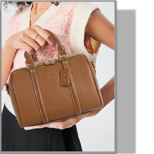 Image of Angel Kiss Women Satchel Purses and Handbags Vegan Leather Boston Barrel Bag Top Handle Shoulder Purse with Crossbody Strap | Vegan Leather