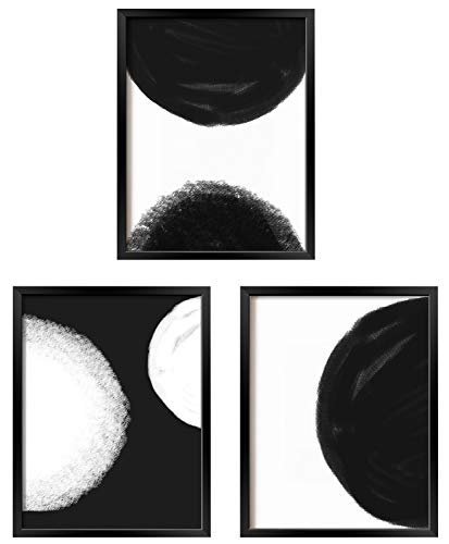 ArtbyHannah 12x16 inch 3 Pack Abstract Wall Art Black and White Picture Frame Collage Set with Decorative Modern Art Prints Photo Artwork for Living Room, Bedroom, Bathroom or Home Decoration