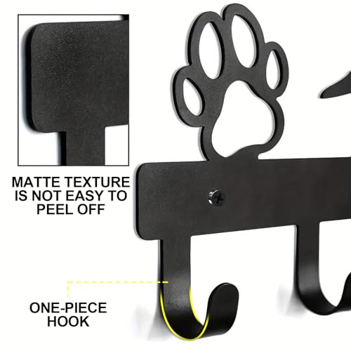 lomdung Hundegarderobe mit 5 Haken, Garderobenhaken mit Hunde Und Pfotenabdrücken, Dekoratives Wand-Hunderegal mit Schlüsselhaken, Kleiderhaken Wand für Badezimmer Küche Schlafzimmer