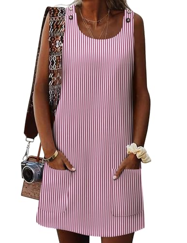 Image of Zeagoo Summer Dress for Women Sleeveless Tank Dress with Pockets Casual Short A Line Dress Crewneck Sundress 2025