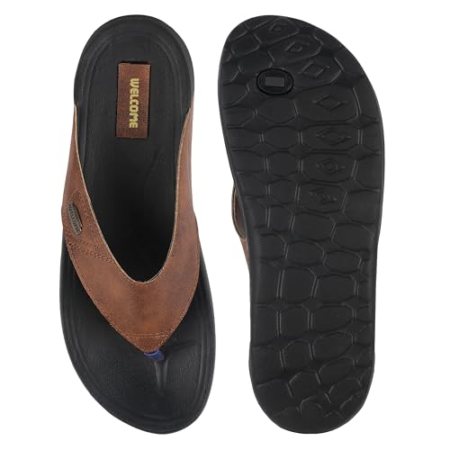 Image of WELCOME Soft Men's Slippers with Cushion FootBed for Adult | Comfortable & Light Weight | Stylish & Anti-Skid | Waterproof & Regular Flip Flops for Gents /Boys
