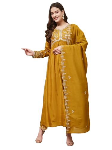 Image of MOKOSH Women's Embroidered Alia Cut Anarkali Pant with Dupatta Set(DM-469)