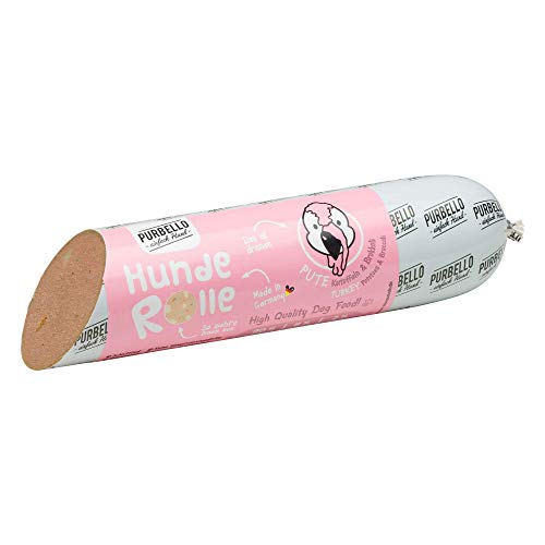 PURBELLO Hunde-Rolle Pute mit Brokkoli & Kartoffeln - Monoprotein Hundefutter mit hohem Fleischanteil - Nassfutter für Hunde - Hundewurst Schnittfest & Getreidefrei - 8 x 400 g