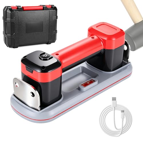 Electric Suction Cup Floor Gap Fixer, Floor Gap Fixer Tool for Upgraded Iron Plates on Both Sides for Hammering, Vacuum Suction Cups Flooring Tools for Laminate Vinyl Hardwood Plank Glass Tile (Red)