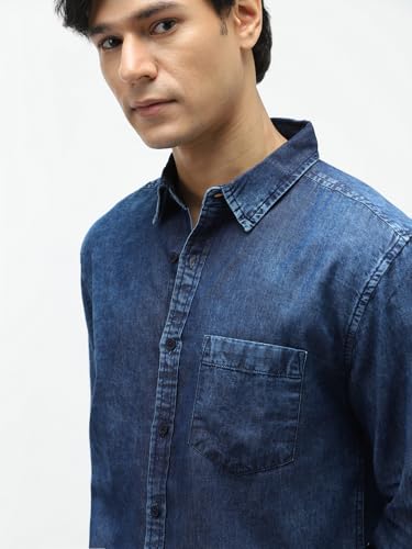 Image of Urbano Fashion Men's Regular Fit Full Sleeve Washed Denim Shirt