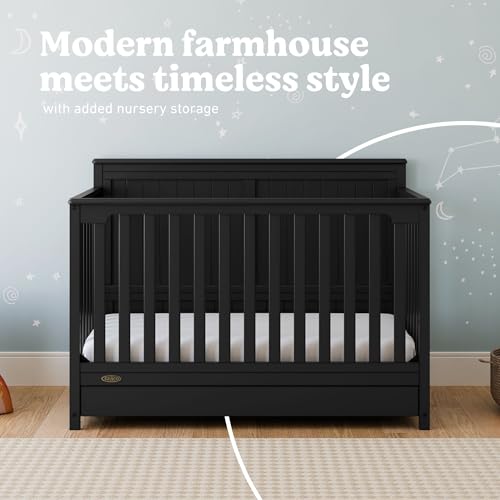 Graco Hadley 5-in-1 Convertible Crib with Drawer, Black - image 2