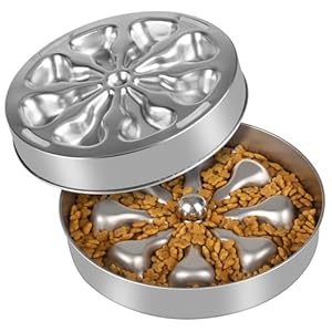 Slow Feeder Dog Bowls – Stainless Steel Non-Slip Metal Slow Feeding Bowl Suitable for Dry, Wet, or Raw Food, 5 Cups Large Capacity Dog Bowl, Double-Sided Design Ideal for All Dog Sizes