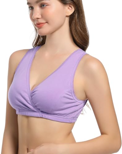 Image of CAKYE 3 Pack Maternity Nursing Sleep Bra Breastfeeding Cotton Bralette
