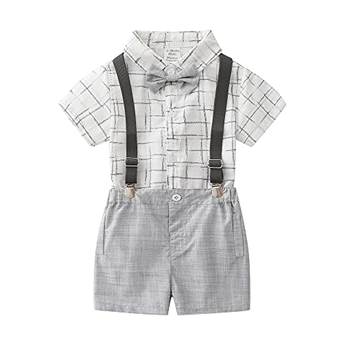 Baby boys gentleman outfits suits, infant shirt+shorts+bow tie+su…