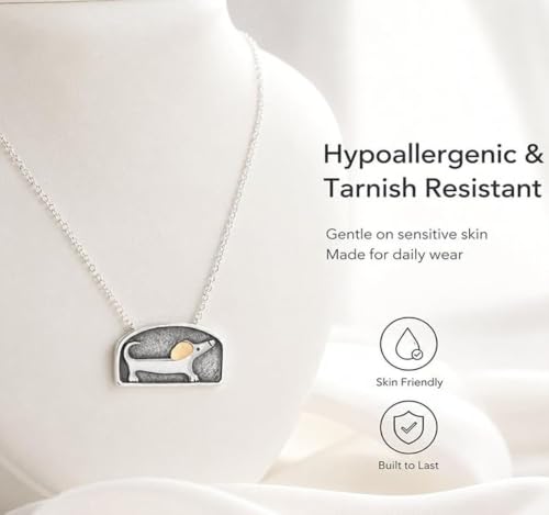 Collier pendentif teckel avec oreille mobile en argent fin pour femme - 6