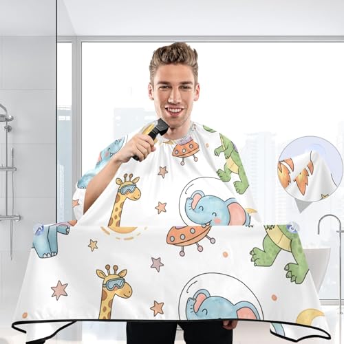 Burbuja Capa de Barbería Cute Animals, capa de corte de cabello con cuello ajustable, impermeable de poliéster para salón, unisex adultos miniatura 6