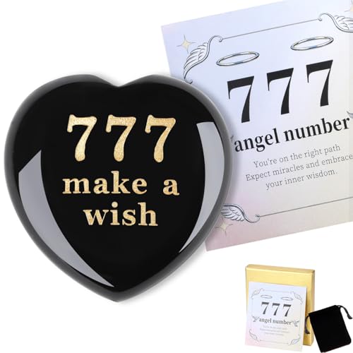 DUQGUHO Obsidian Crystals Heart Anxiety Relief Items Sobriety Gifts for Women 777 Lucky Number Love Stone Stress Relief Gifts Valentine's Day Encouragement Healing Crystal Gift for Best Friend Men