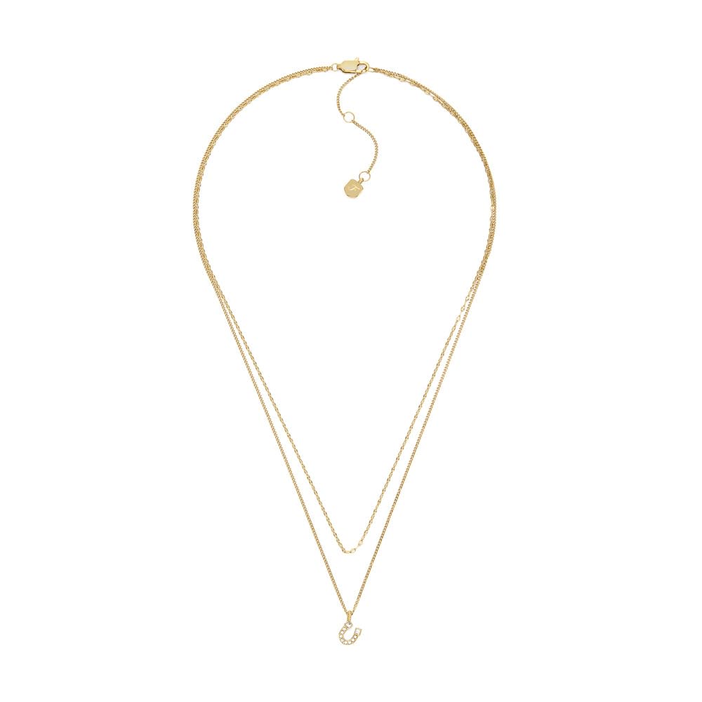 FOSSIL Women's goldfarbene Edelstahlkette mit Karabinerverschluss Runde Halskette mit Anhängern