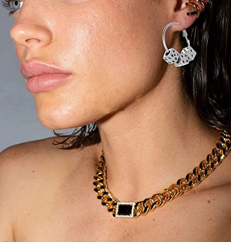 QUPENGXU Silver Customized Annular Dice Earrings Charms Casino Night Club Party Earrings For Women3