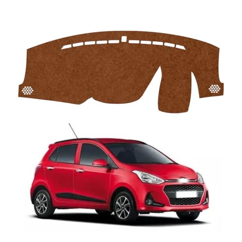 Image of Car Dashboard Cover Compatible with Hyundai Grand I10 2013-2020 Dustproof, UV Resistant | All-Weather Protection | Custom Fit Car Accessories (Brown)