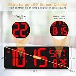 XREXS 16.5 Inch Large Digital Wall Clock with Remote Control | LED Large Display Count Up & Down Timer, Adjustable Brightness Clock with Day/Date/Temperature for Home, Office and Classroom