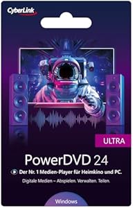 CyberLink PowerDVD 24 Ultra - Preisgekrönter Player für digitale Medien, Blu-ray- und DVD-Disc - Spielt praktisch jedes Dateiformat ab - Dauerlizenz für Windows (ProduktKeyCard) #PKC