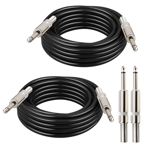 MOOKEERF 1/4 Speaker Cable - 2PCS 10 Feet 1/4 Inch TS Male DJ/PA Instrument Guitar Cable 10FT Speaker Wire Cord for Audio Amplifier Guitar - 2 Pack