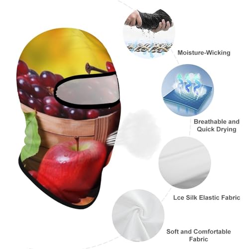 Balaclava para hombre y mujer con diseño de hojas rojas de otoño y frutas, máscara facial protectora contra el sol, transpirable y de cobertura total para senderismo, ciclismo, correr y conducir miniatura 3