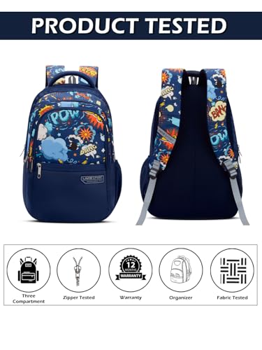 Image of Lavie Sport Boom 30L Navy Backpack |Organizer & Bottle Holder |Gift for Men, Women, Boys, Girls | Laptop Sleeve for School & College