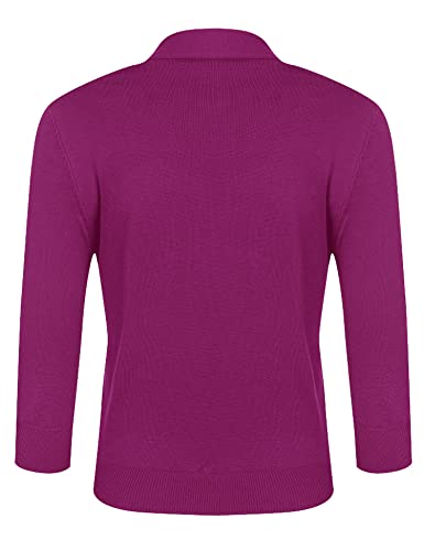 Image of URRU Women's Classic 3 /4 Sleeve Open Front Cropped Cardigan Sweater Lightweight Knit Short Shrugs