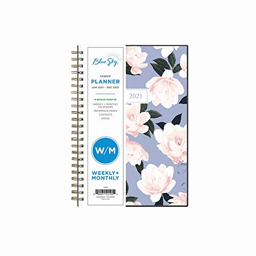 Blue Sky 2021 Weekly & Monthly Planner, Frosted Flexible Cover, Twin-Wire Binding, 5