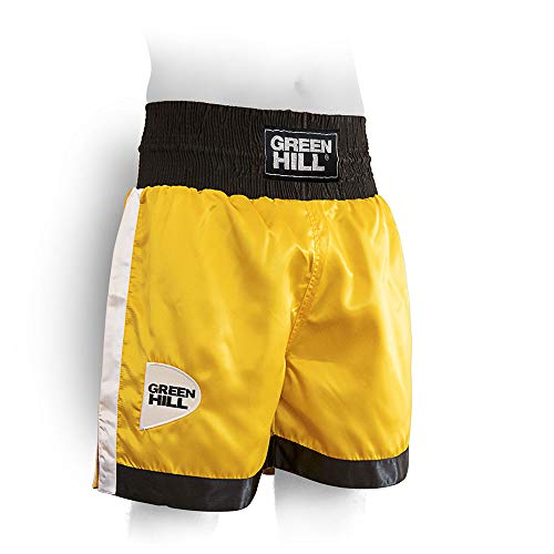GREEN HILL Pantaloncini Pugilato Piper Boxe Pugile Professionista E DILETTANTE (Giallo/Nero/Bianco, XL)